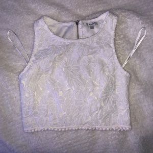 White Sleeveless Top w/ Floral Design